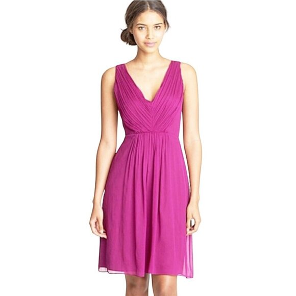 J.Crew Louisa Silk Chiffon 100% Silk Dress Plum Size 10 - Picture 1 of 5